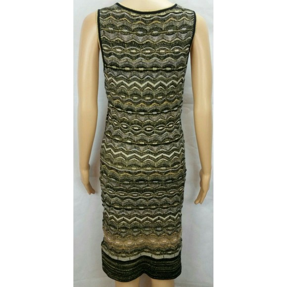 Minnie Rose Women's (M) Sleeveless Black, Gold, & Ivory Metallic Knit Deco Dress - Picture 6 of 12